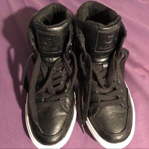G by Guess black leather high top w silver buckle